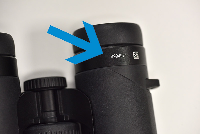 Where can I find the serial number on my ZEISS binoculars?