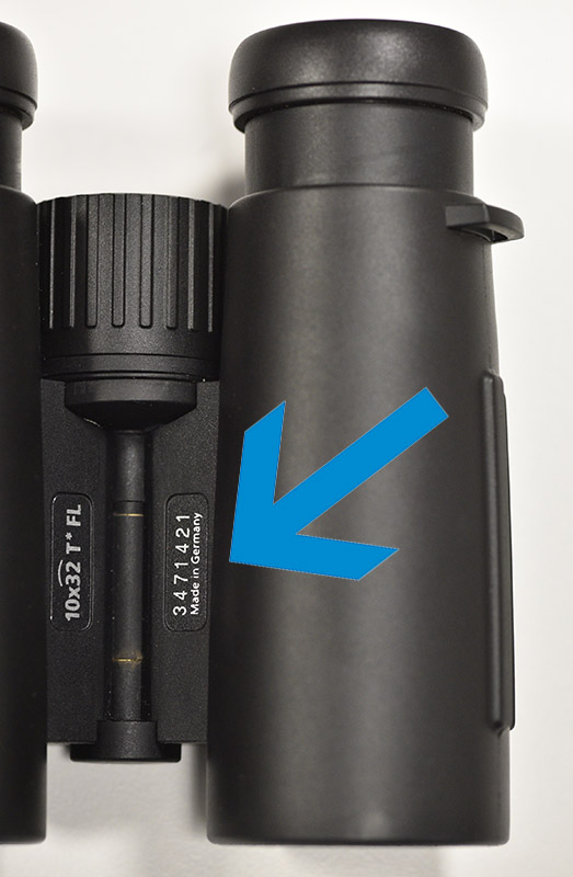 Where can I find the serial number on my ZEISS binoculars?