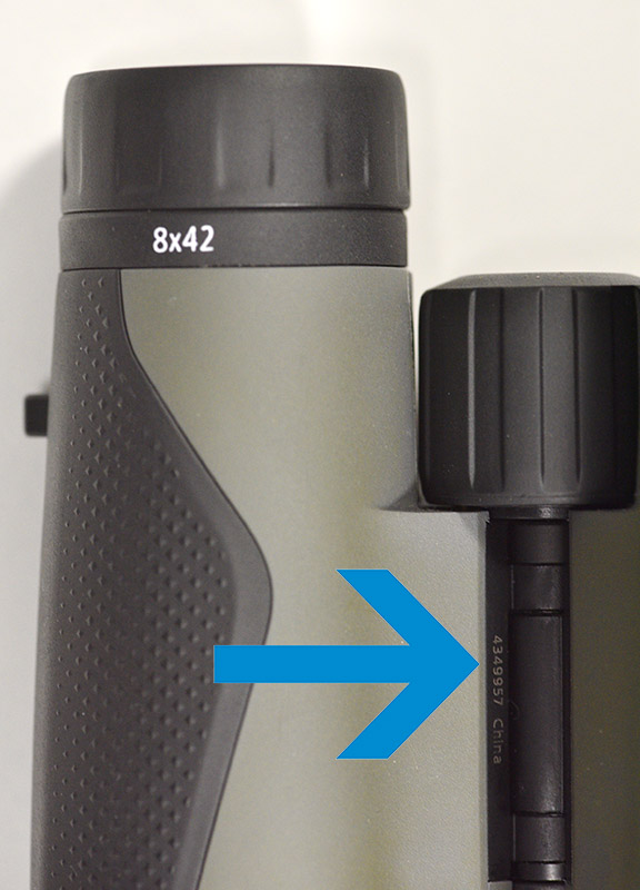 Where can I find the serial number on my ZEISS binoculars?